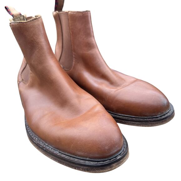 Polo Ralph Lauren Leather Newent Chelsea Boots Men's 9.5 D Brown Saddle 1934 F13 - Picture 1 of 16